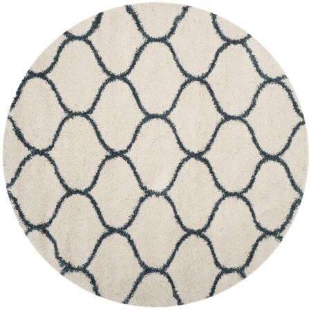 Safavieh 3 x 3 ft. Hudson Shag Power Loomed Round Area Rug; Ivory & Slate Blue SGH280T-3R